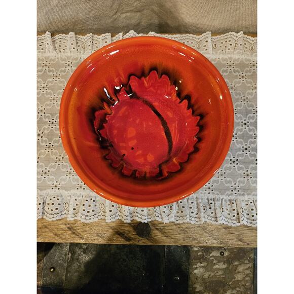 Vintage California Original 732 Orange Lava Drip Glaze Casserole Covered Dish - Picture 2 of 5